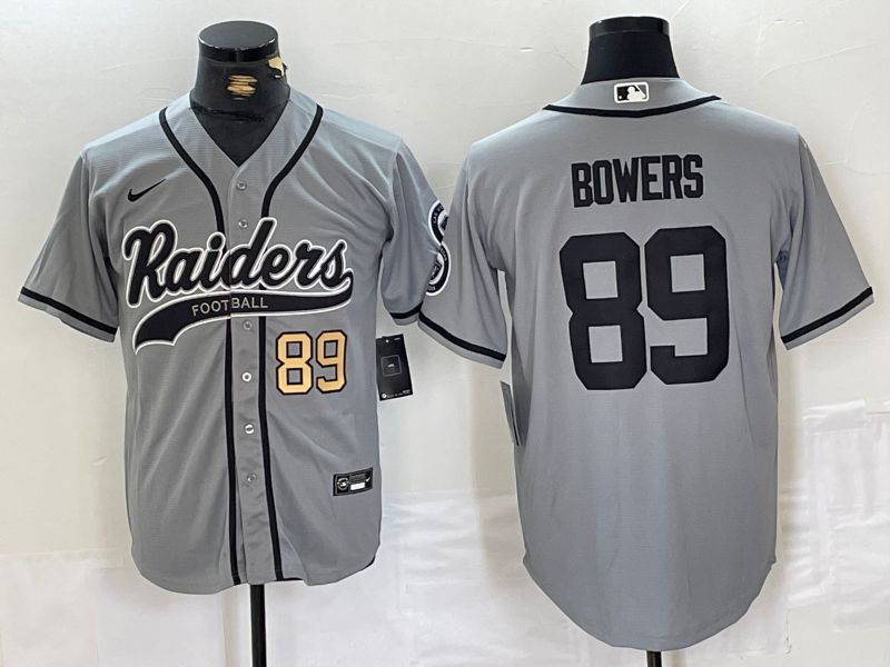 Men Oakland Raiders #89 Bowers Grey Joint Name 2024 Nike Limited NFL Jersey style 2->customized nfl jersey->Custom Jersey